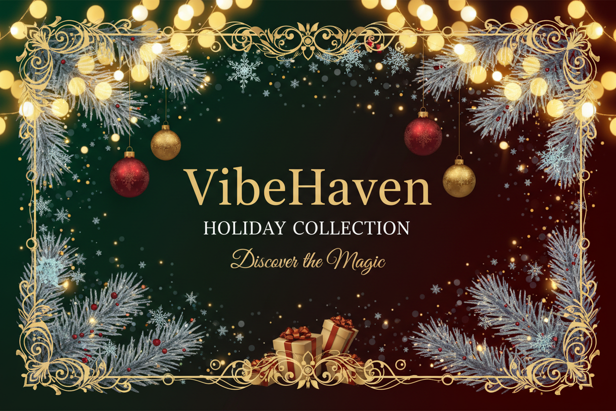 GENNERATE A BANNER FOR VibeHeaven with christmass vibes make it professional
